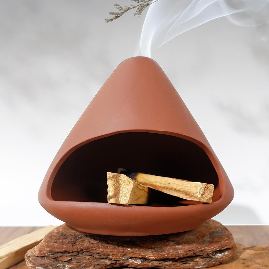 MOUGIGI Terracotta Zongzi Palo Santo Holder,Elegant Sage Cone Incense Dish