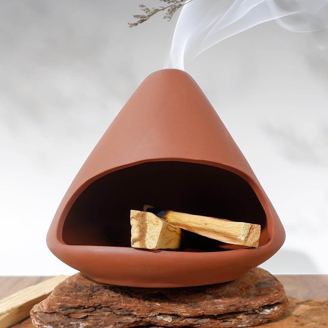 MOUGIGI Terracotta Zongzi Palo Santo Holder,Elegant Sage Cone Incense Dish