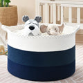 Large Woven Blanket Basket, 67L Cotton Rope Laundry Basket