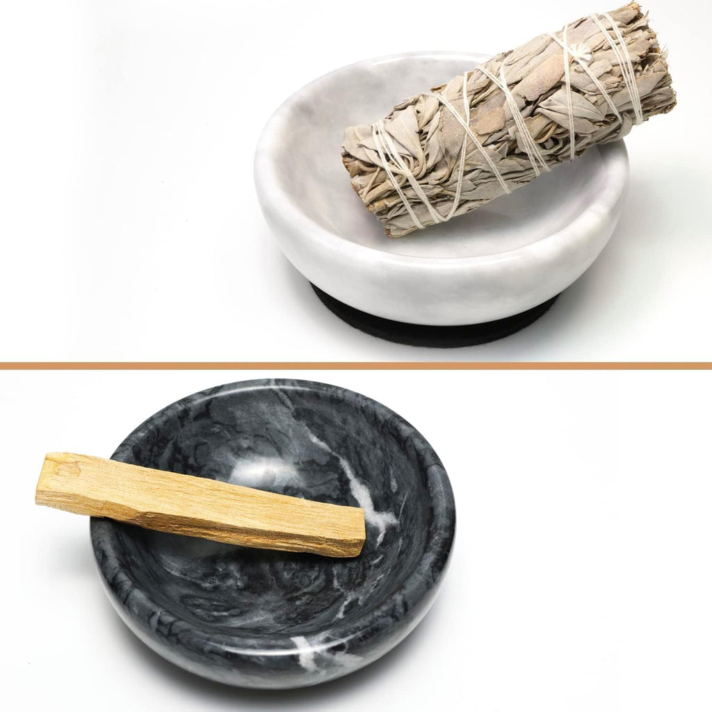 Vrupin Natural Marble Incense Burner, Handmade Incense Stick Incense Burner Reflux Burner, Ideal for use in Meditation, Incense Smokers and Decoration. (Grey)