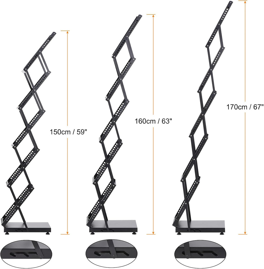 PATIKIL Foldable Magazine Display Racks Floor Standing 5 Layers Brochure Stand Catalog Literature Holder with Wheels for Hotel, Exhibition, Trade Show, Office