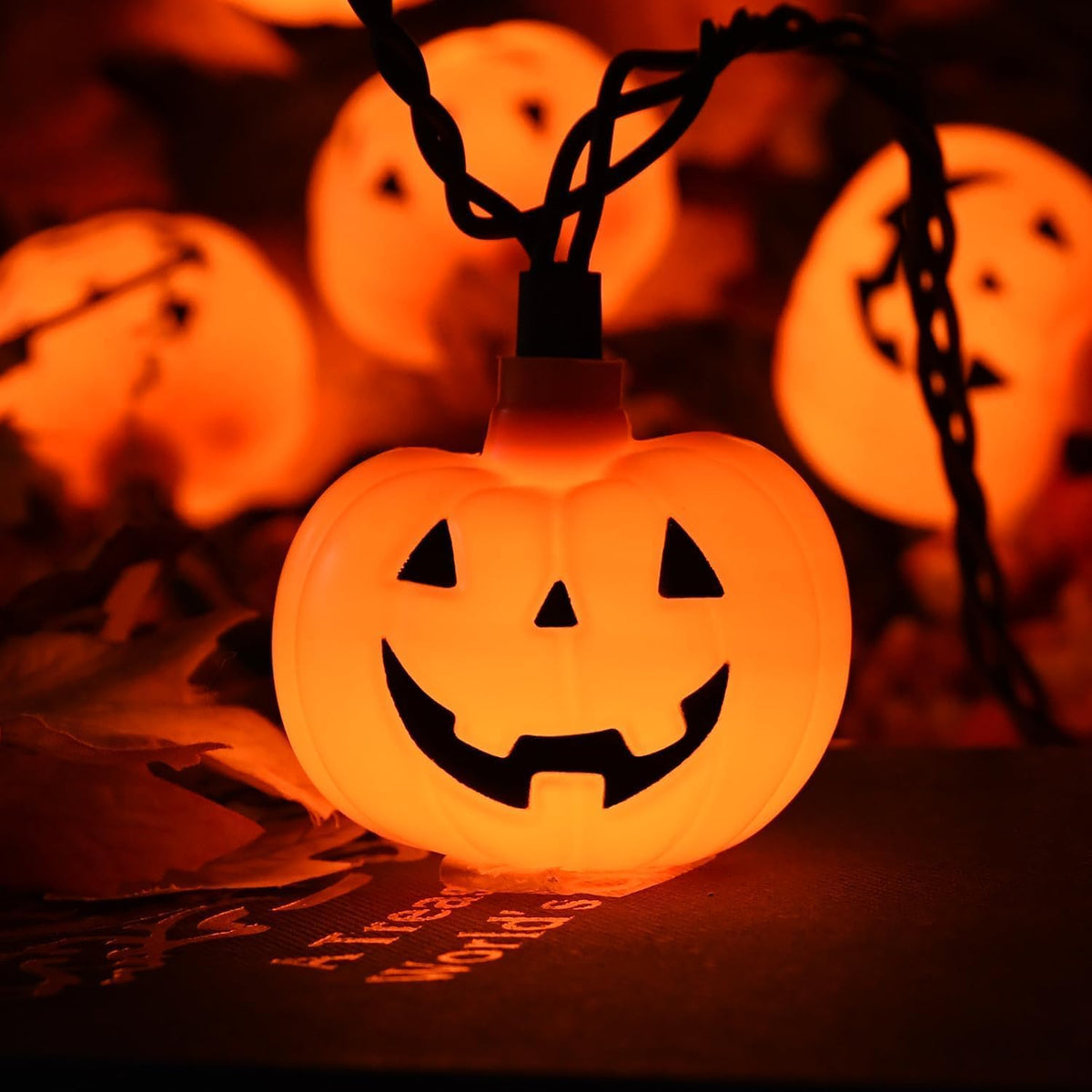 Halloween String Lights - LED Jack O Lantern Lights with Cute Spooky Smiling, 8.5Ft LED Pumpkin Lights Outdoor Plug in for Fall Halloween Decorations Indoor Outdoor Home Mantel Party Decor, 0.07W