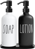 MOMEEMO Glass Soap Dispenser with Stainless Steel Pump, Black & White