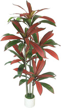 5FT Artificial Red Dracaena Tree: Faux Red Leaf Indoor Floor Plant