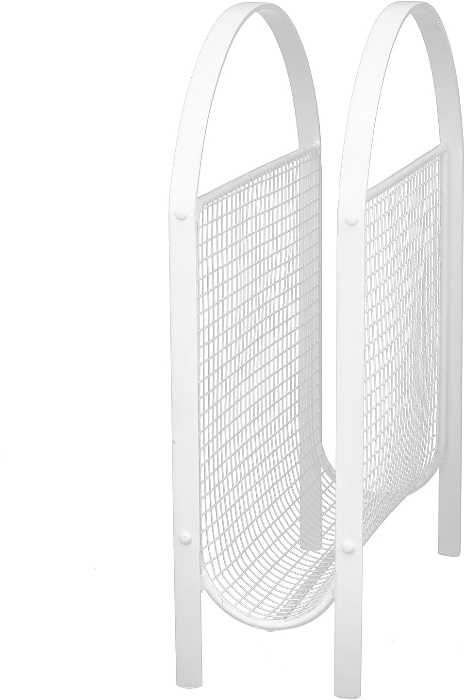 MyGift White Metal Mesh Magazine Rack, Mid Century Freestanding Holder