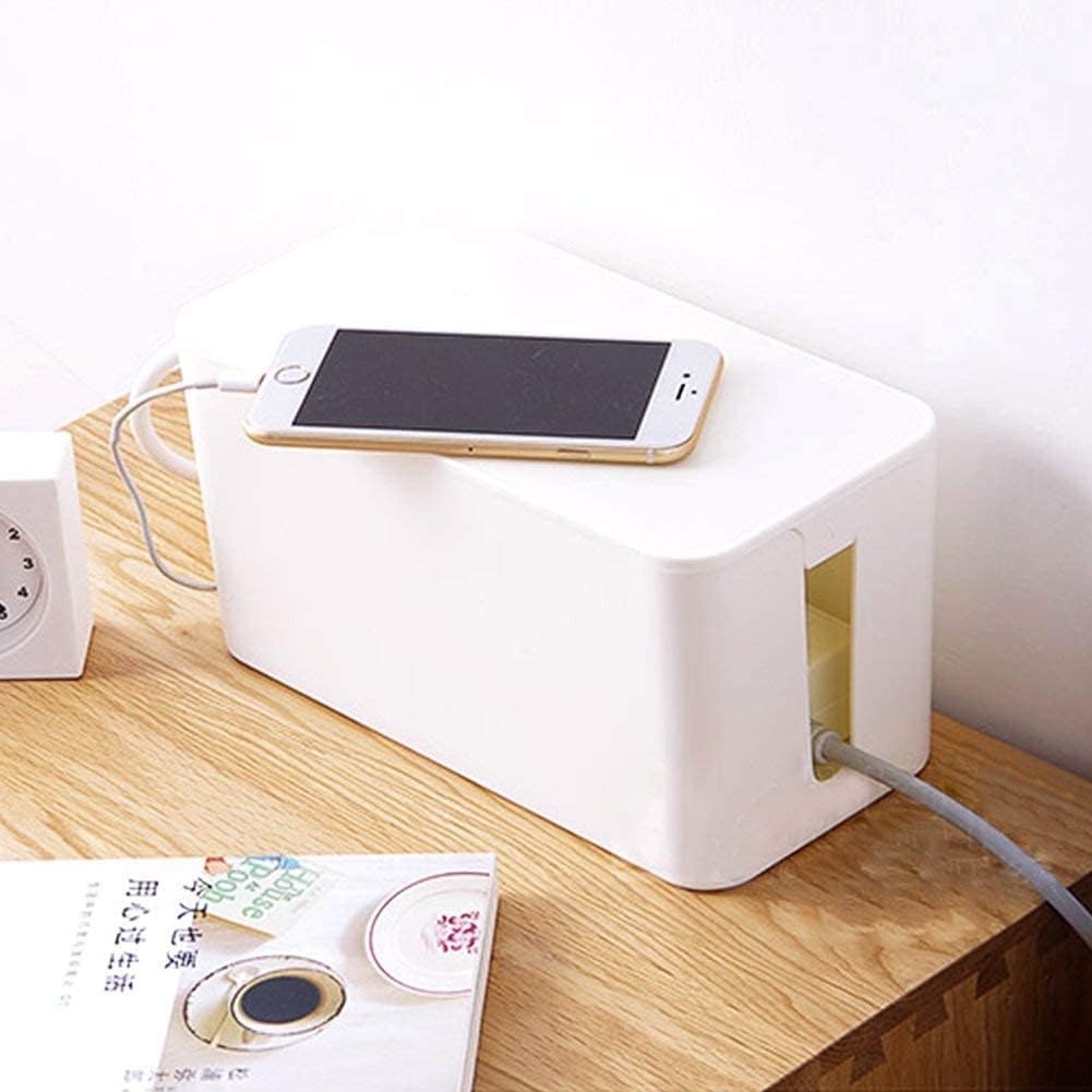 Cable Management Boxes Organizer, Large Storage Wires Keeper Holder for Desk, TV, Computer, USB Hub, System to Cover and Hide & Power Strips & Cords (White) 1