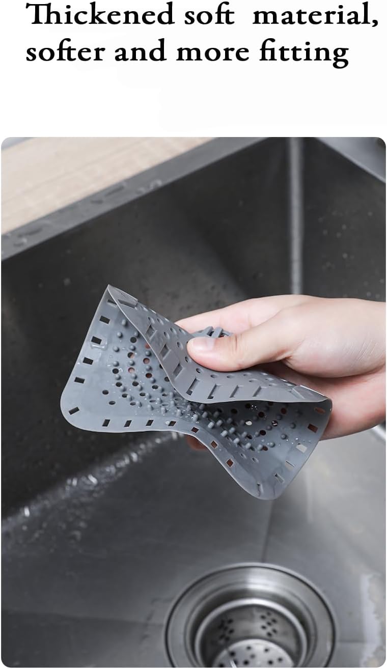 Drain Hair Catcher, Silicone Bathtub Drain Protector 2 PCS (Gray/Black, Square)