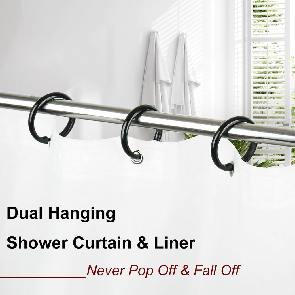 Kutesna 24PCS Shower Curtain Hooks,Black Shower Curtain Rings