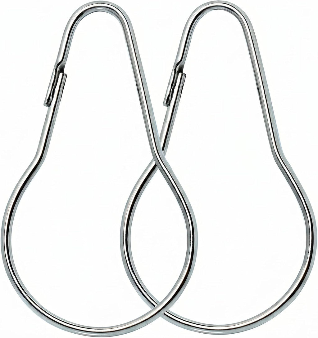 Metal Shower Curtain Rings Steel Round Hooks Ring (24 Pack) 2.7 Inch Rustproof for Bathroom Showers Rod (Silver)
