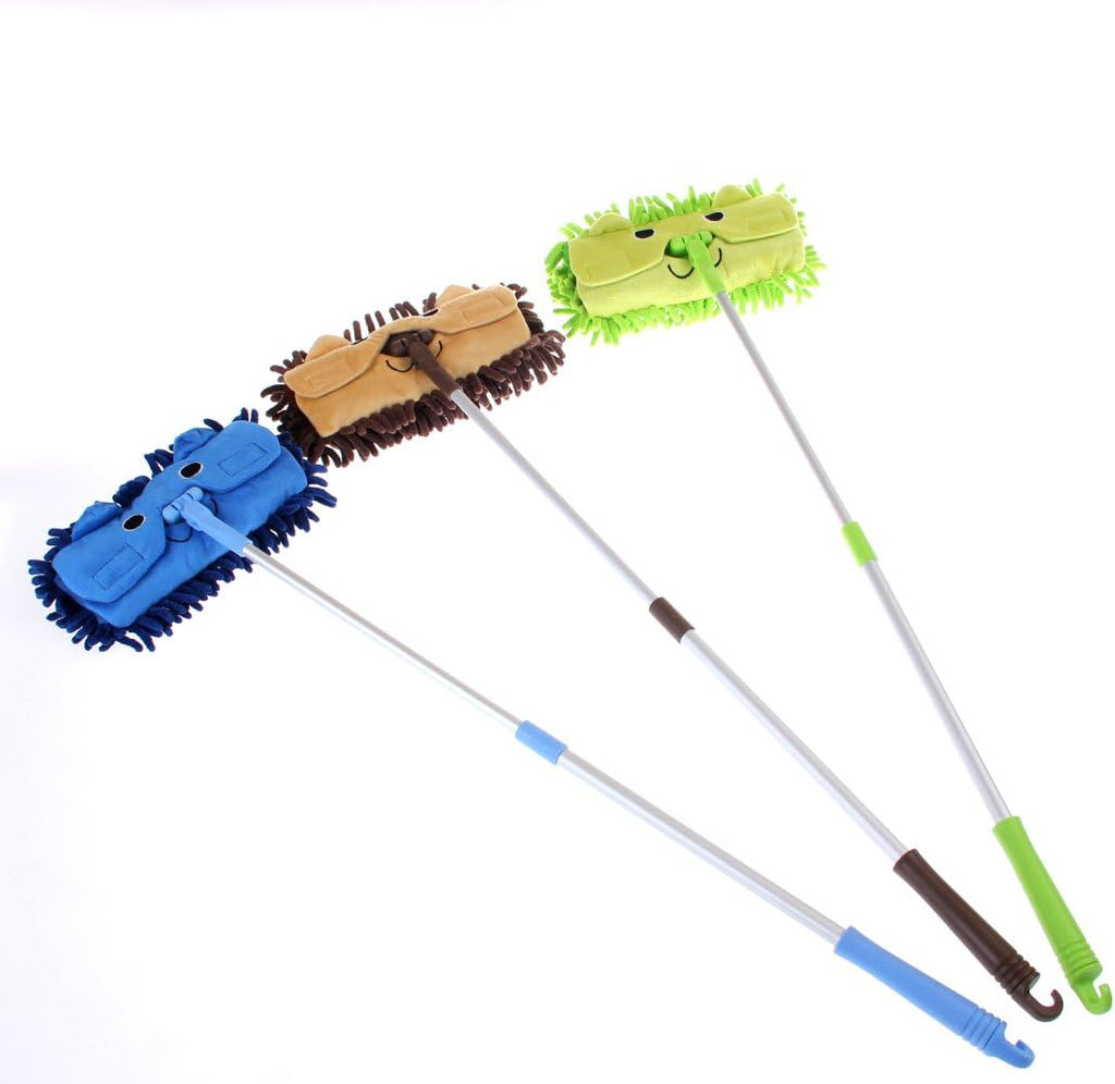Mini Housekeeping Cleaning Tools for Children,3pcs Include Mop,Broom,Dustpan (Green Mop+Frash Blue Broom&Dustpan)