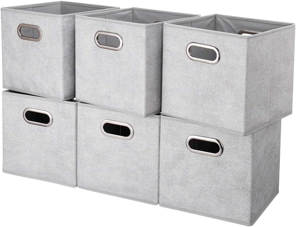 HSDTCollapsible Cloth Cubes Storage Bins Baskets Boxes Grey-White Lattice Pattern 10.5 x 10.5 x 11 Inches - Pack of 6,QY-SC14-6,Brush gradient(Set of 3)