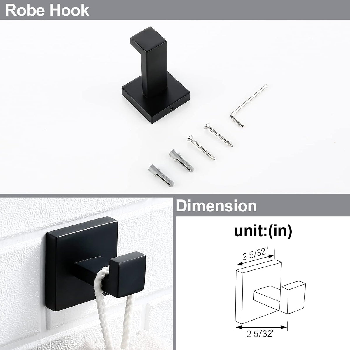 Matte Black Bathroom Accessories Set 4 Piece Bathroom Towel Holder Set