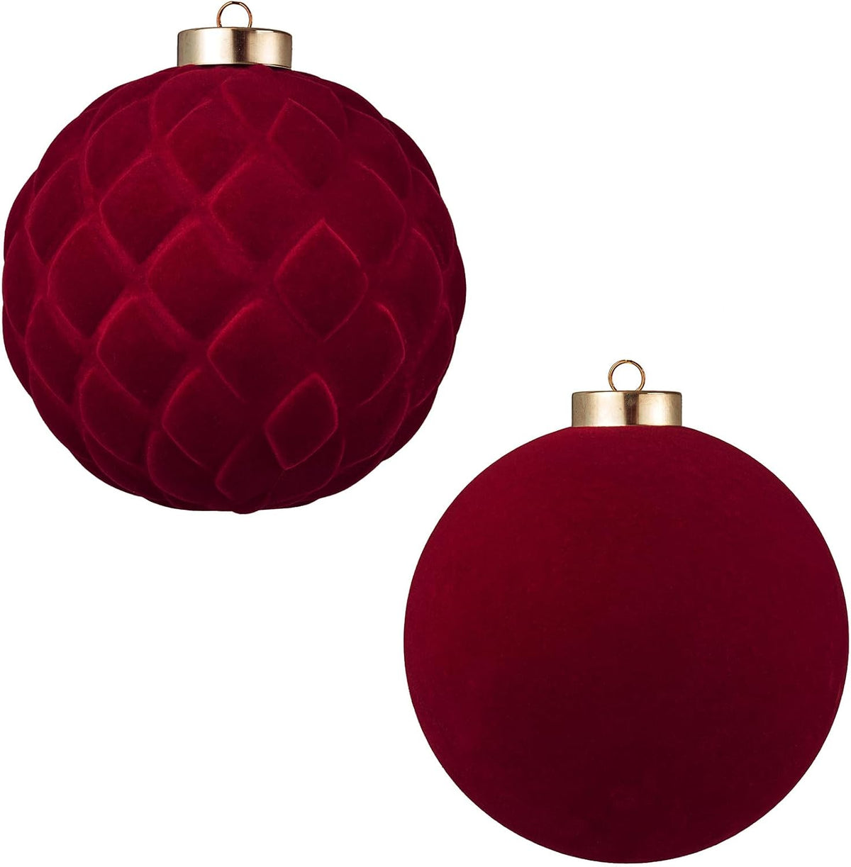 Large Velvet Christmas Ball Ornaments - 6 Inch Flocked Christmas Balls Shatterproof Decorative Hanging Ornaments Set for Xmas Tree Holiday Wedding Party Decor (Burgundy, 2pcs)