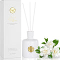 XEPTLE Reed Diffuser Set, 7.04 oz Creamy Gardenia Scent Diffuser with 5 Sticks, Long Lasting Air Freshener, Essential Oil Reed Diffuser, Home Fragrance for Office, Bathroom Shelf Decor, White