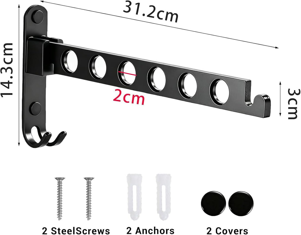 JOOM Wall Mounted Clothes Drying Rack, Black, 1 Pack