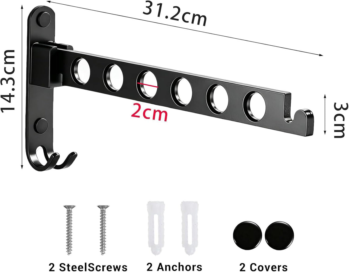 JOOM Wall Mounted Clothes Drying Rack, Black, 1 Pack