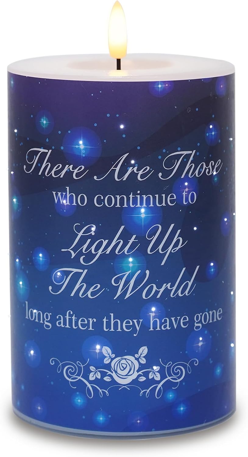 Rhytsing Memorial Gift - Battery Operated Flameless Candles with Timer Function, Real Wax LED Sympathy Candle for Loss of Mom, Father. Remembrance, Funeral, Grieving - D4 inches x H6 inches