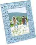 Isaac Jacobs 5x7 Blue Flower Textured Hand-Crafted Resin Picture Frame