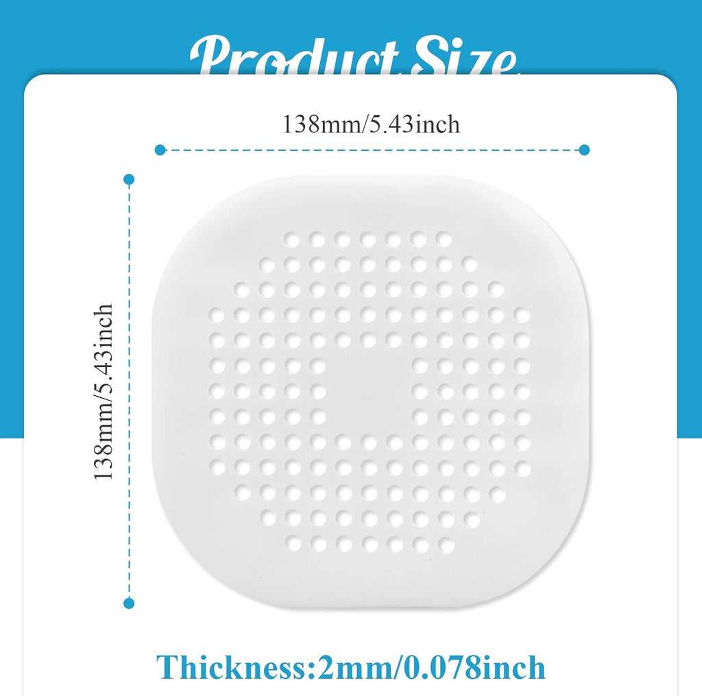 Square Drain Cover, 5.4 Inch, White, 2Pcs
