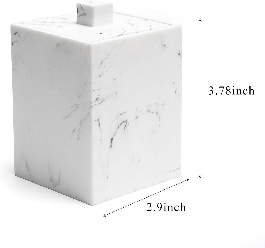 Qtips Holder with lid, q tips holder, Cotton Ball Holders for Bathroom, Resin Bathroom Jars, Cotton Ball Organizer for Jewelry Necklace Ring Earring Storage Jar Gift Case, Gravel White