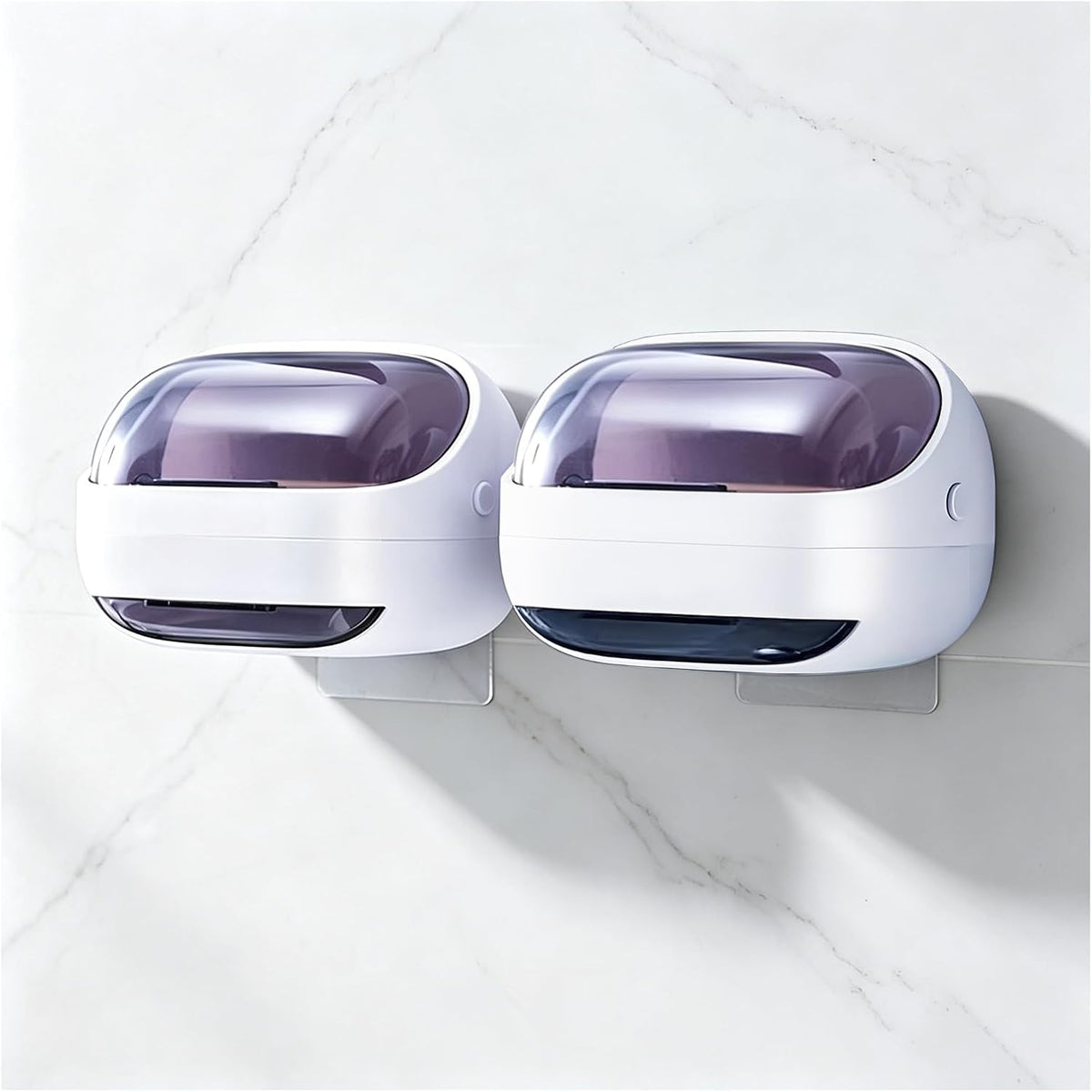 Wall-Mounted Soap Dish with Lid, Soap Holder for Shower, 2Pack WHT