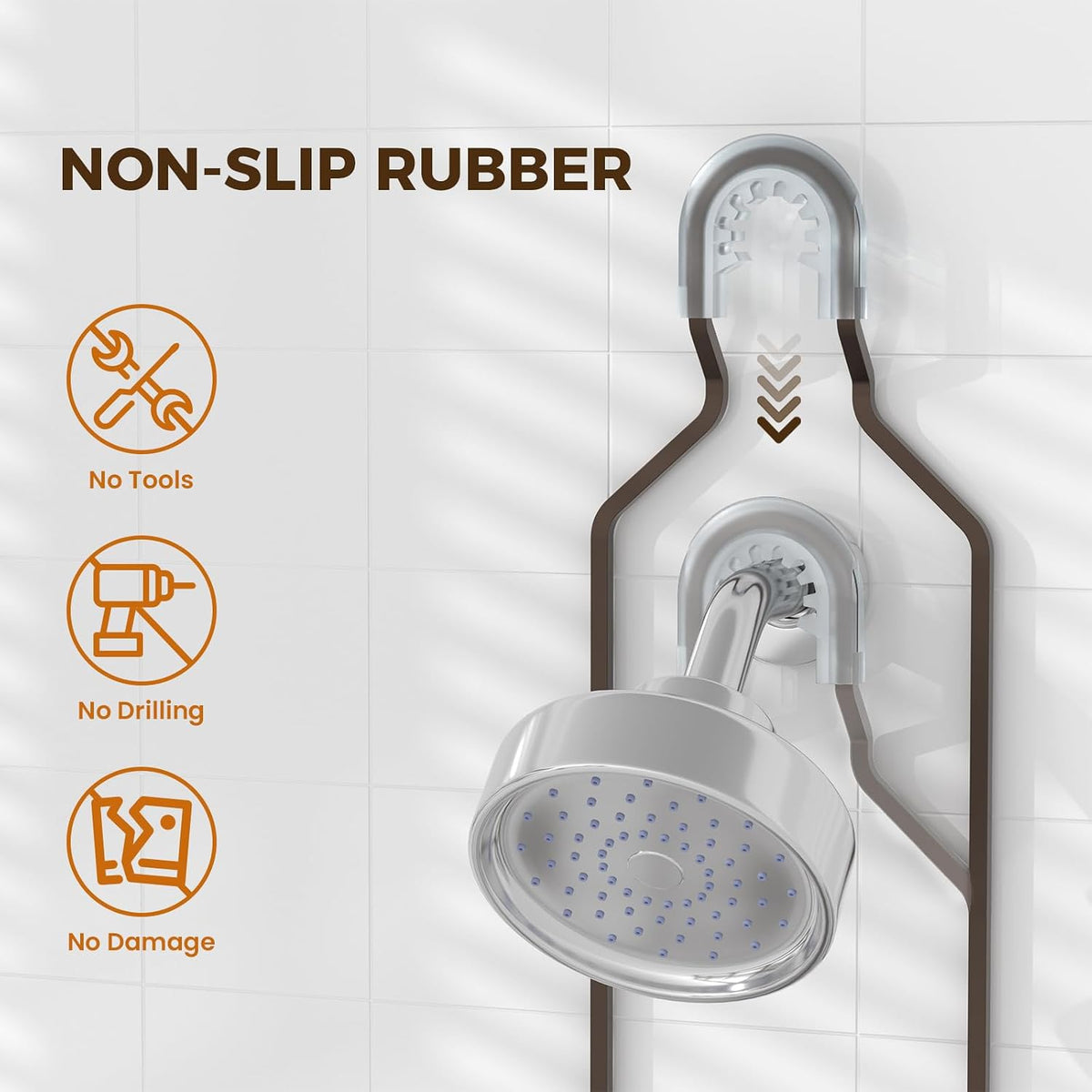 REINHARDT Split Shower Caddy Hanging for Handheld Showerheads, Bronze