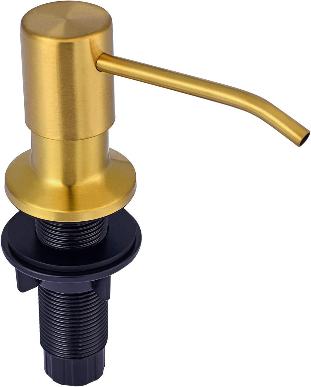 SAMODRA Soap Dispenser for Kitchen Sink, Premium Stainless Steel Pump Head 17 OZ Bottle 3.15 Inch Threaded Tube for Granite Thick Deck Installs (Brushed Brass)