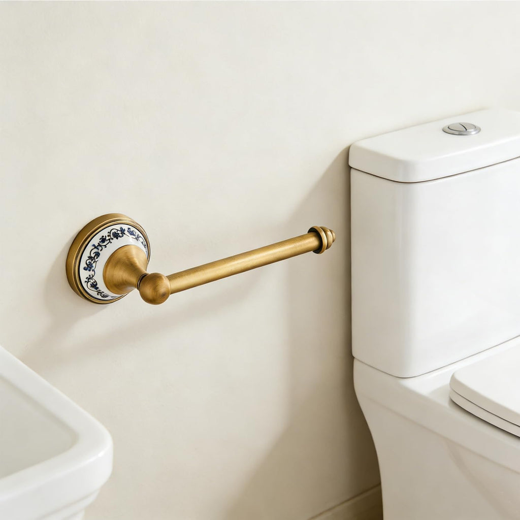 Toilet Paper Holder, NEWRAIN Antique Brass Tissue Roll Holders, Vintage Round Toilet Roll Holders Wall Mounted for Bathroom,RV,Hotel