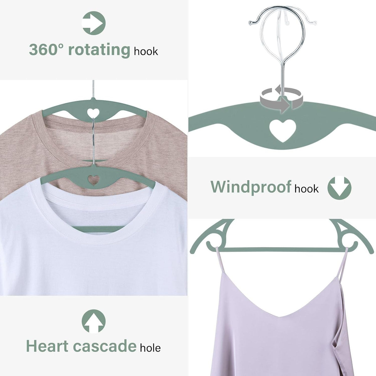 Velvet Hangers Felt Clothes Hangers 50 Pack Green Multi