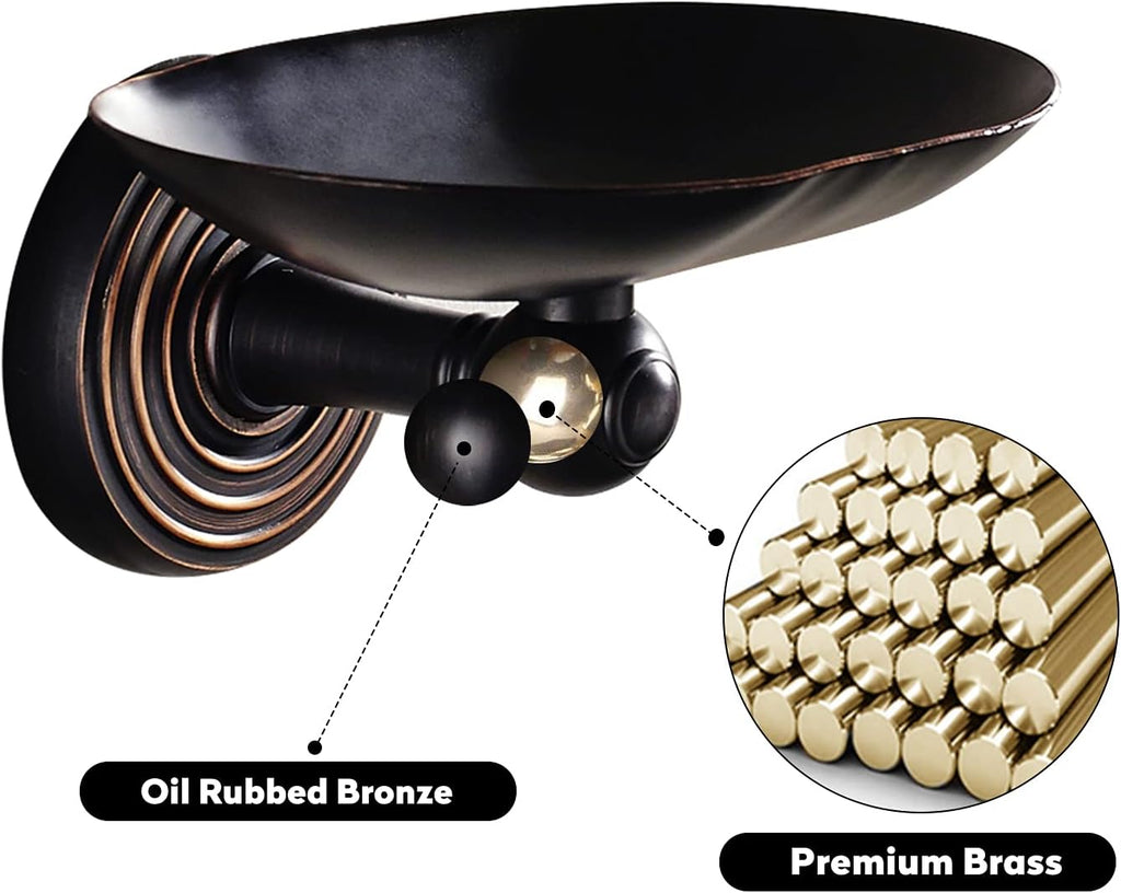 Leyden Bronze Soap Dish, Oil Rubbed Bronze Soap Holder Wall Mount Soap Basket Soap Tray Bathroom Organizer Drilling with Screws