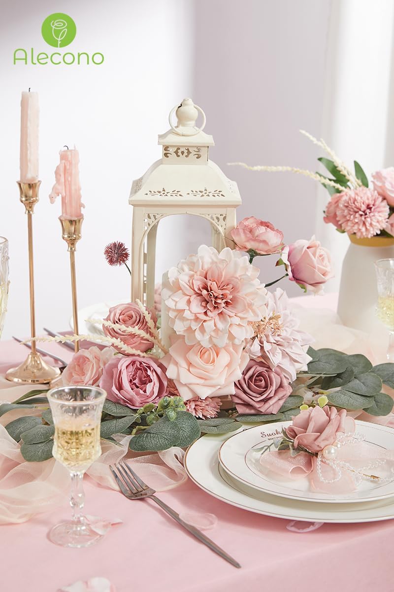 Alecono Dusty Pink Artificial Flowers, Set of 2