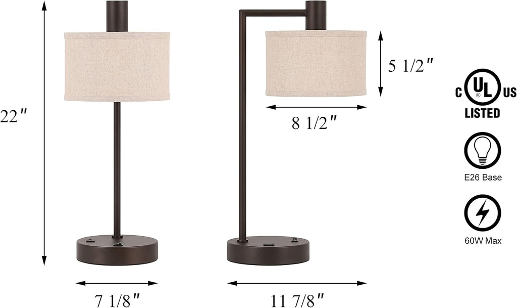 XiNBEi Lighting Table Lamp USB Desk Lamp for Living Room, Dark Bronze