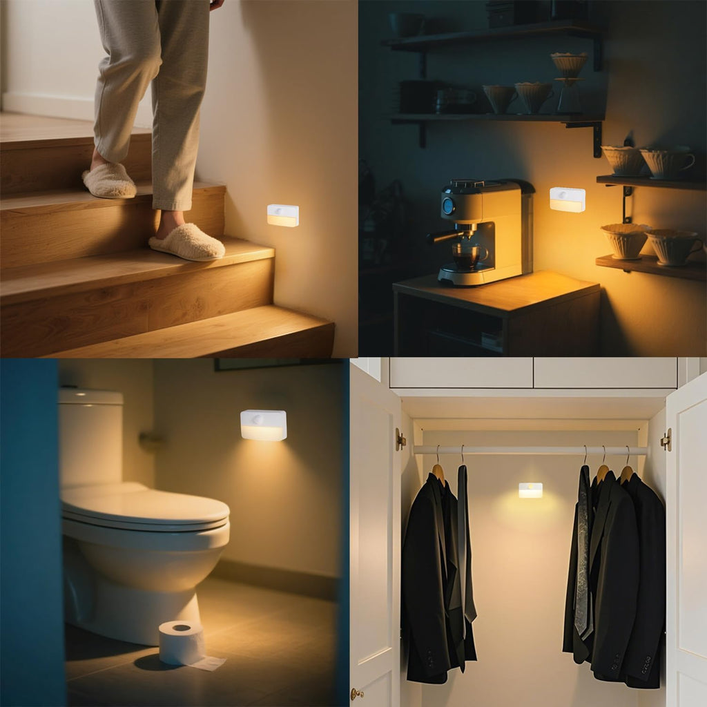 Motion Sensor Night Lights, 6 Pack White Rechargeable LED Stair Lights