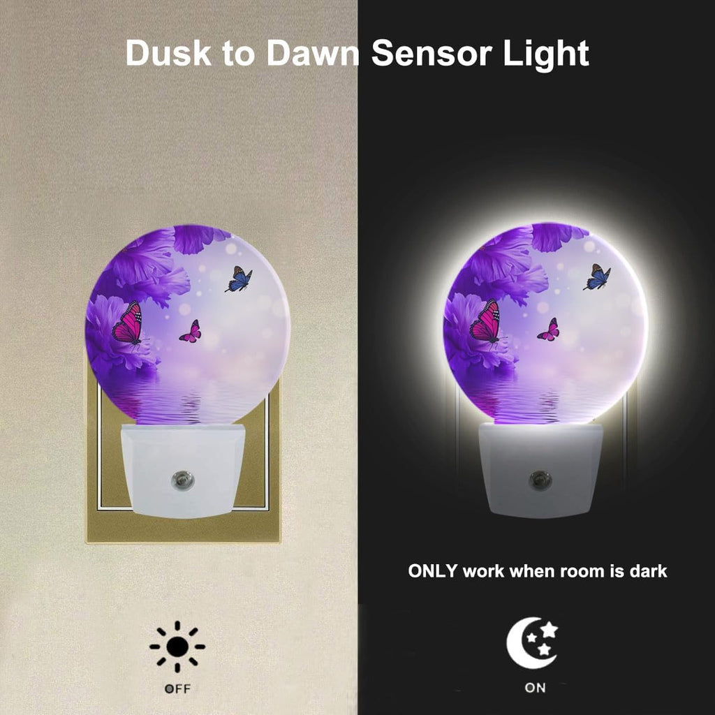 Butterfly Floral Night Light, Plug in Nightlight with Dusk to Dawn Sensor