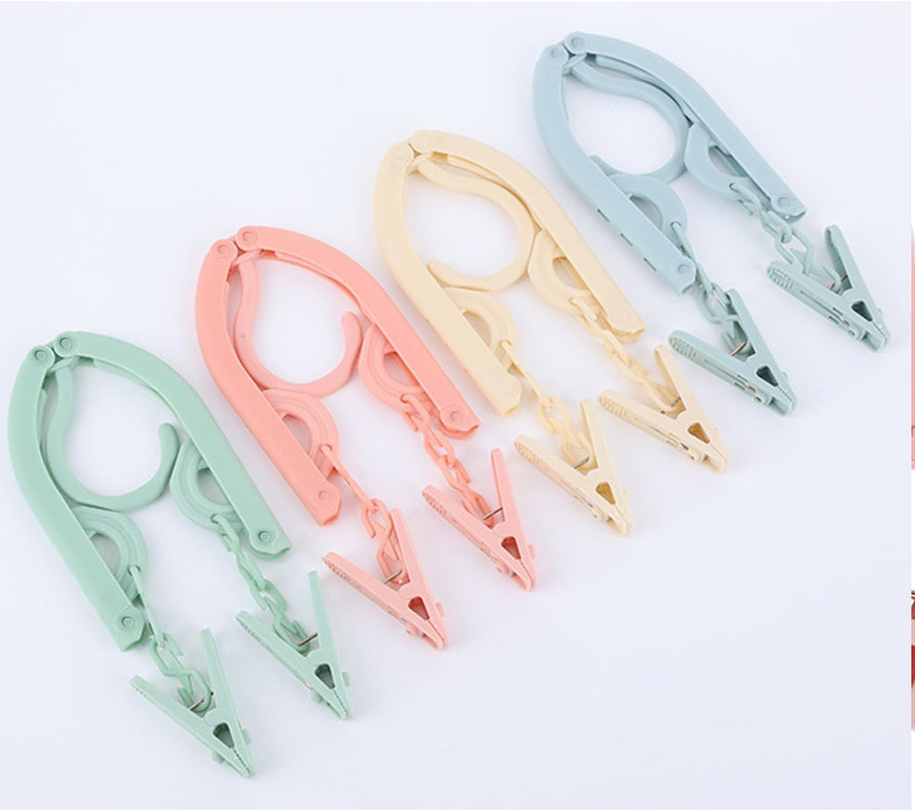 12 Pcs Foldable Travel Hangers with Clips, Plastic Hanger Folding Clothes Hangers Space Saving Clothes Hangers - Coat Hangers for Cruise Business Trip Travel