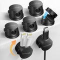 Magnetic Cord Holder for Desk & Nightstand, 7-Pack 360° Rotatable Cable Clips Organizer, Strong Adhesive, Fits 8mm Slots for Phone Charger Cords & Wires, Black
