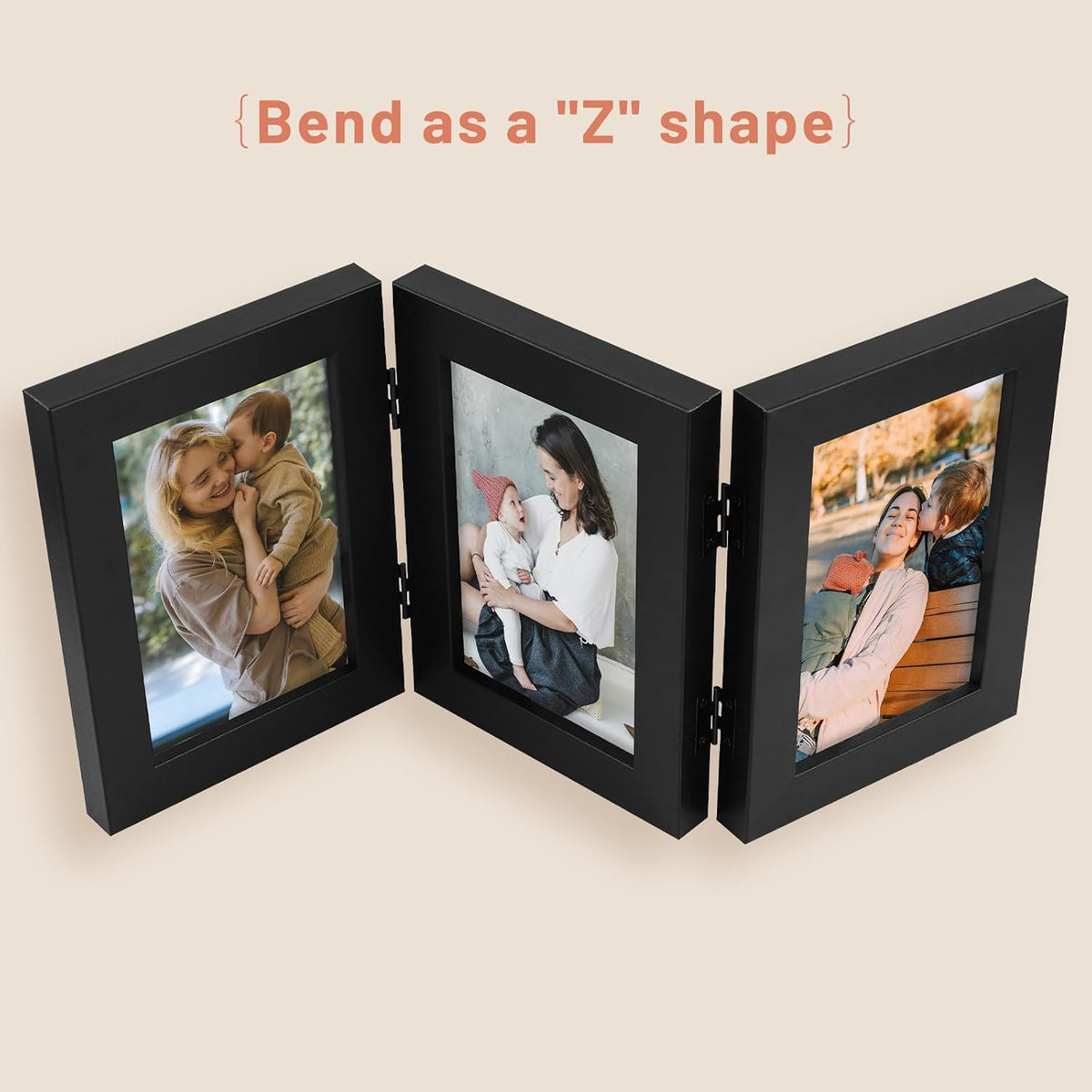 Golden State Art 4x6 Triple Picture Frame, 3 Photo Hinged Tabletop Frame