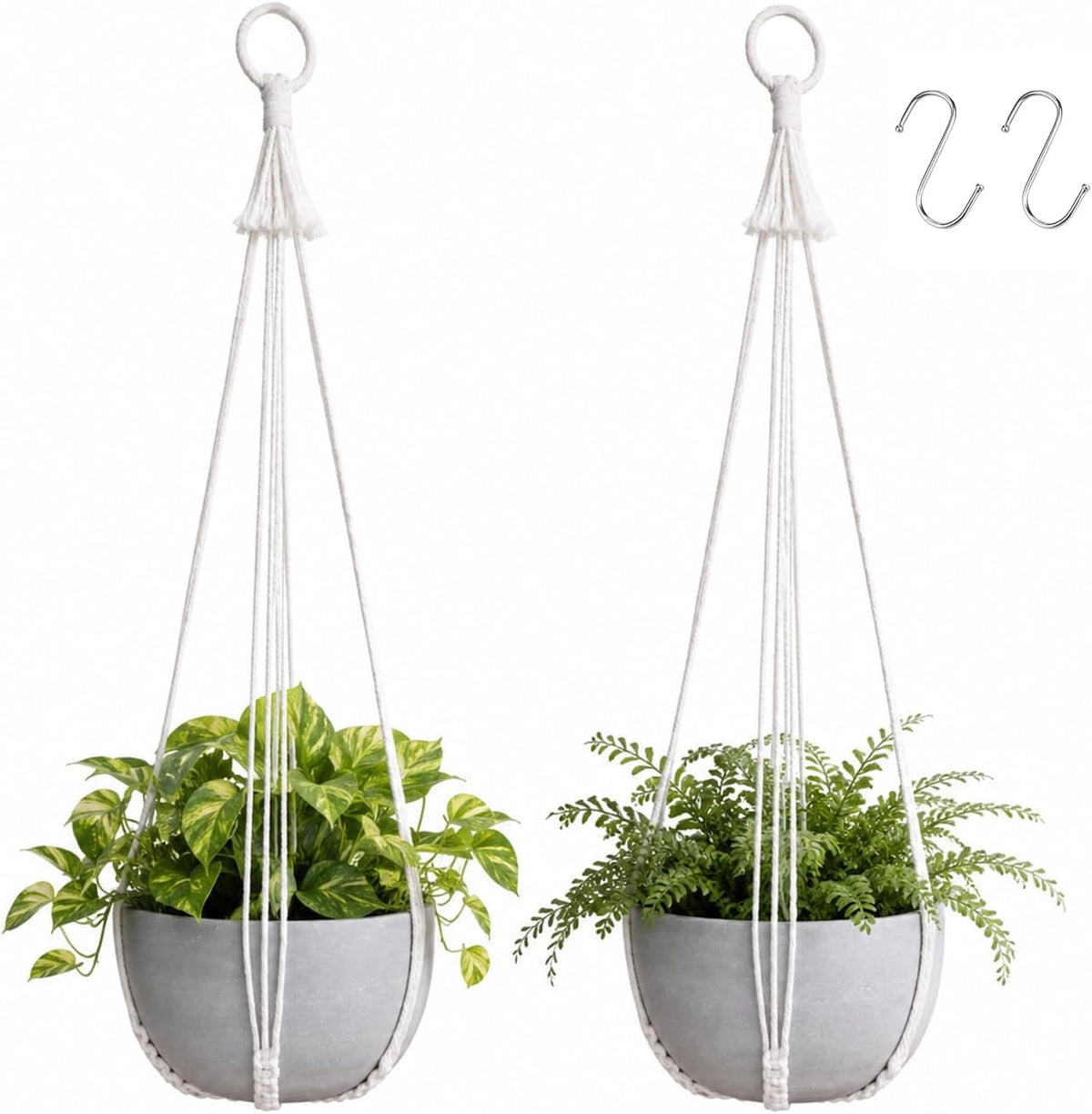 Artilady Macrame Hanging Planters Indoor Plant Hanger, Ivory White