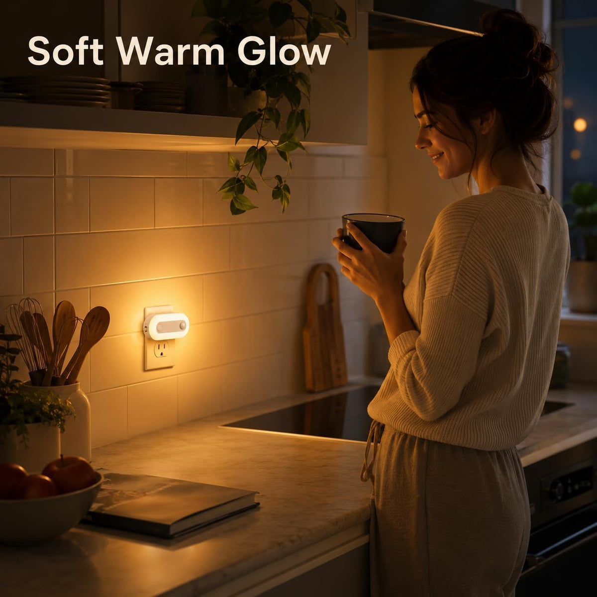 Plug In Night Light Halloween Orange Motion Sensor and Dusk to Dawn