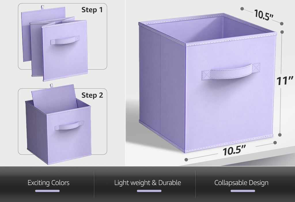 Sorbus 8-Pack Storage Cubes, Collapsible Fabric Baskets (11", Pastel)