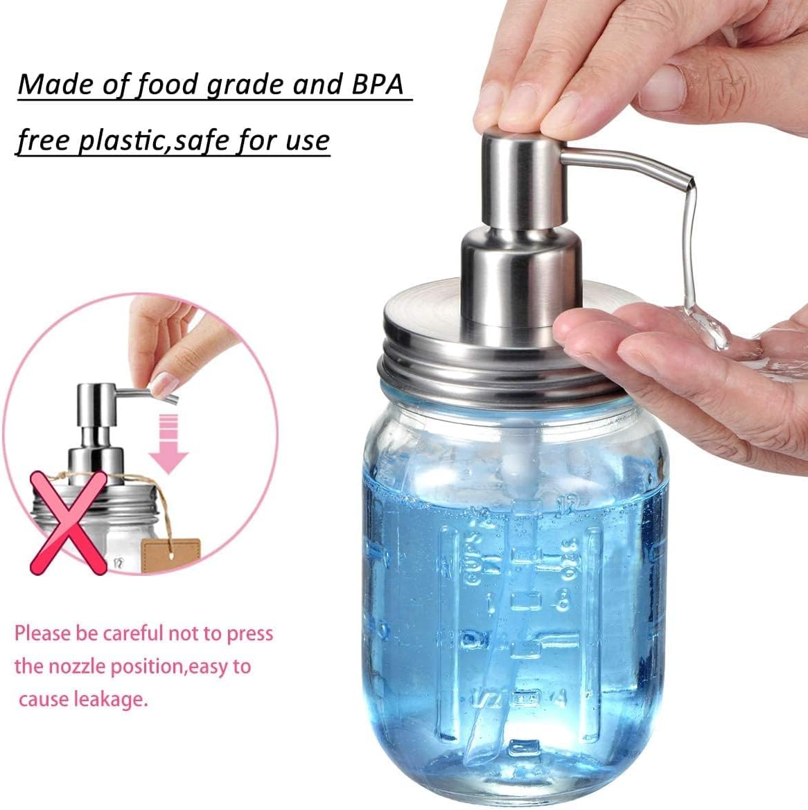 Amolliar Mason Jar Liquid Soap Dispenser Soap Pump, Brushed Nickel 1 Pack