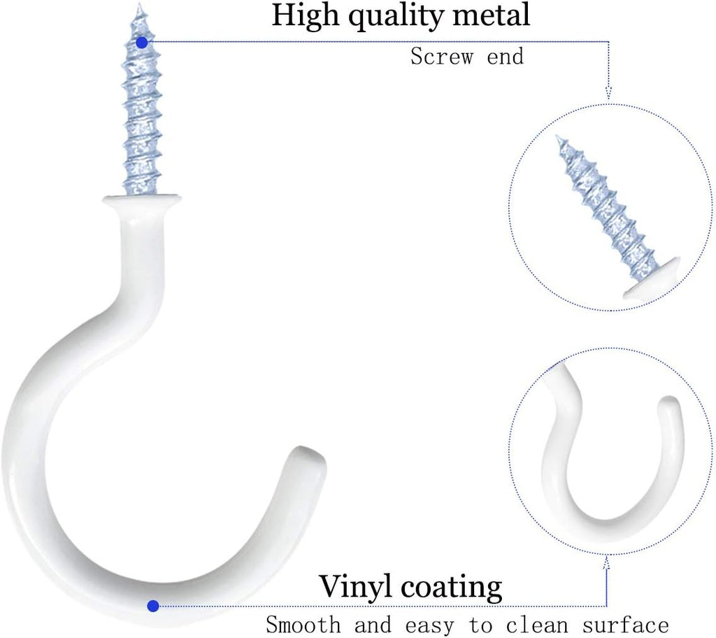 yuntop 12 Pack Vinyl Coated Ceiling Hooks,Screw-in Mug Hooks