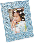 Isaac Jacobs 4x6 Blue Flower Textured Hand-Crafted Resin Picture Frame