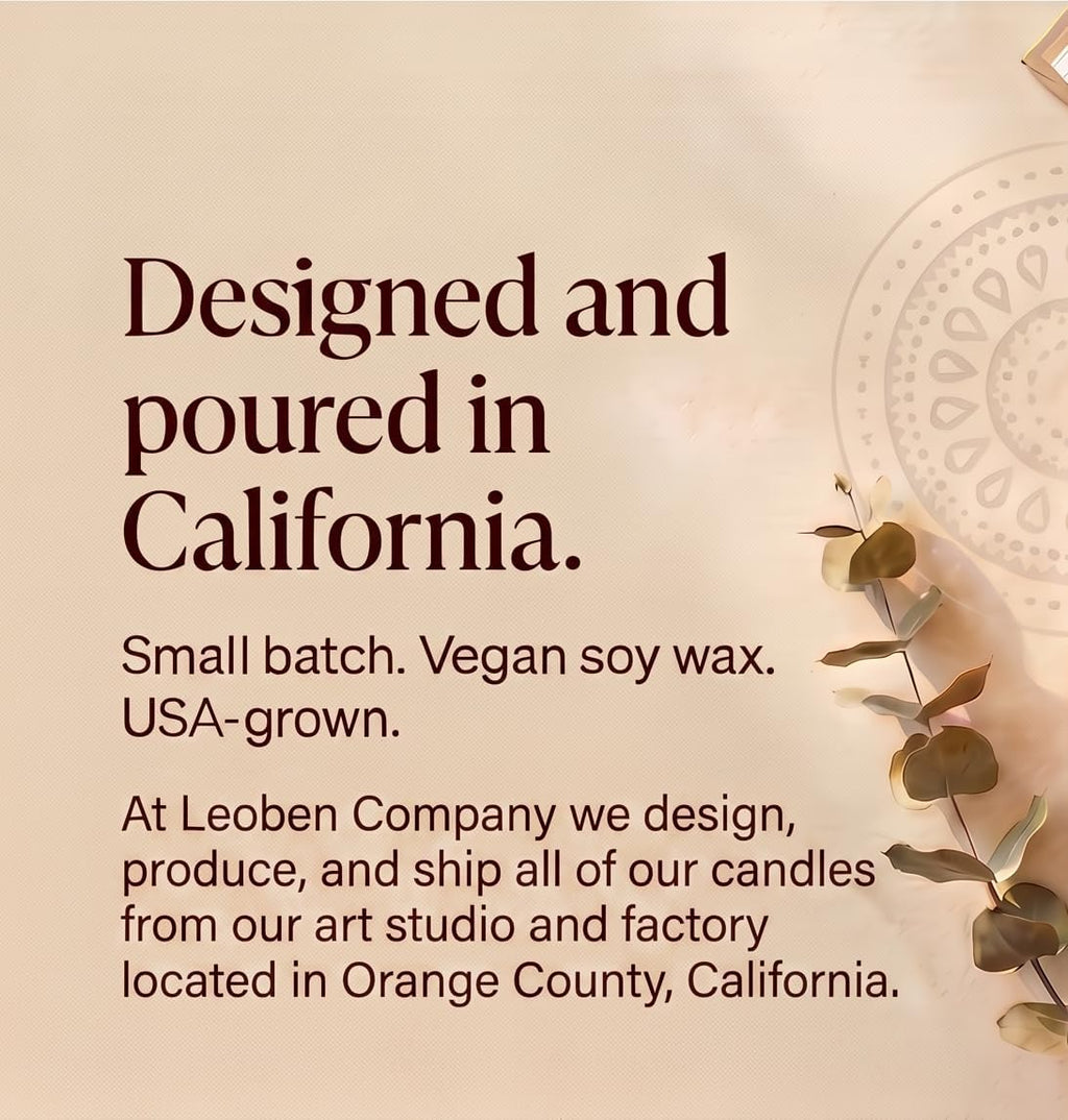 LEOBEN CO – Amber Saffron Scented Candle – 18oz, Heirloom Collection Design – 80 hr Burn Time – Poured in California Using Vegan Soy Wax and Essential Oils – Made in Small Batches