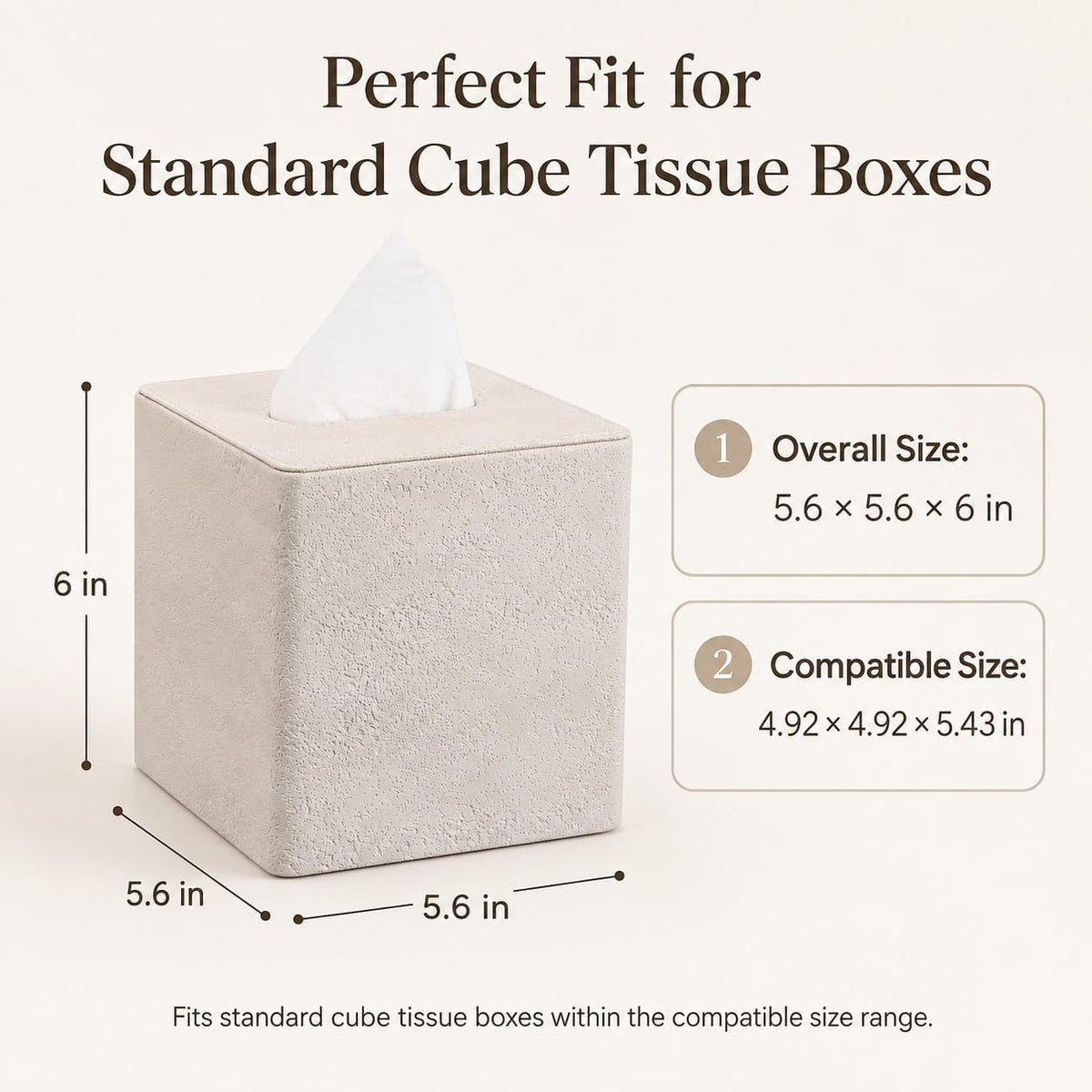 GORESE Travertine Look Tissue Box Cover Square,PU Leather Tissue Box Holder
