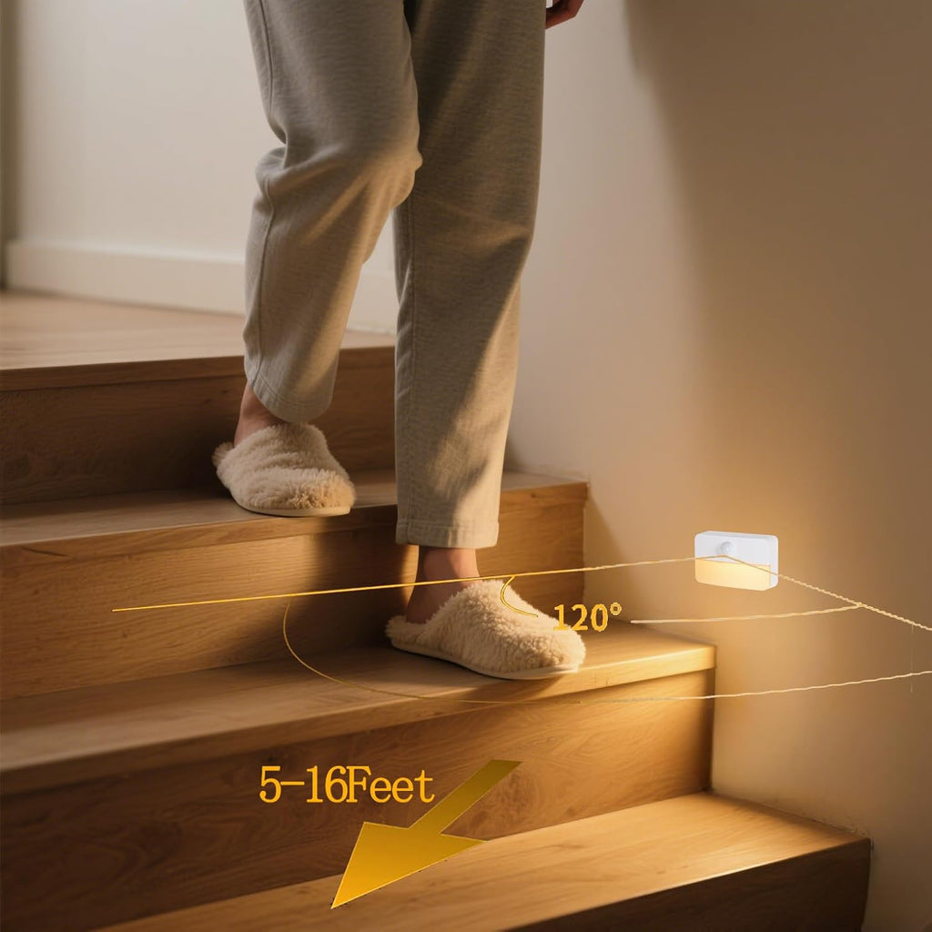 Motion Sensor Night Lights, 6 Pack White Rechargeable LED Stair Lights
