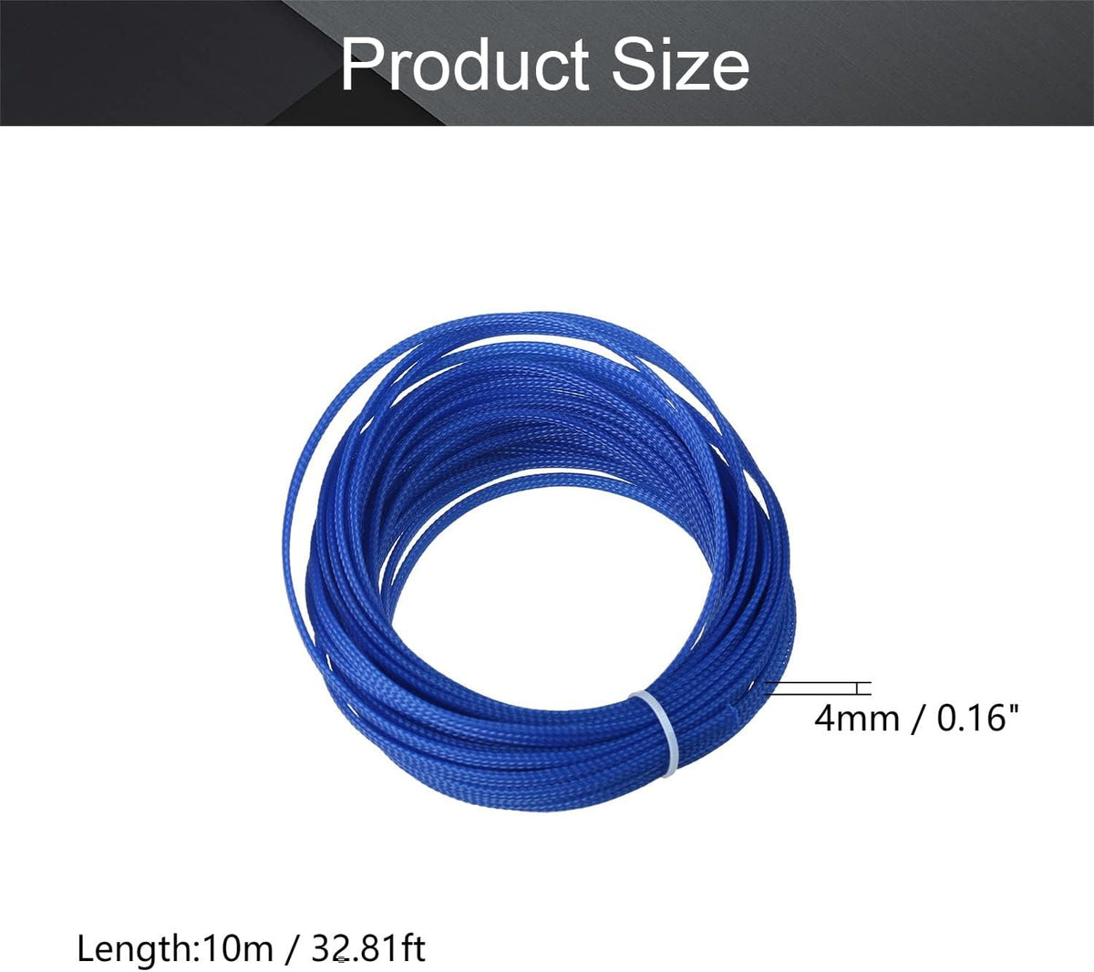 Othmro Length 10m/32.8ft Width 4mm PET Expandable Braid Cable Sleeving Flexible Wire Mesh Sleeve Blue
