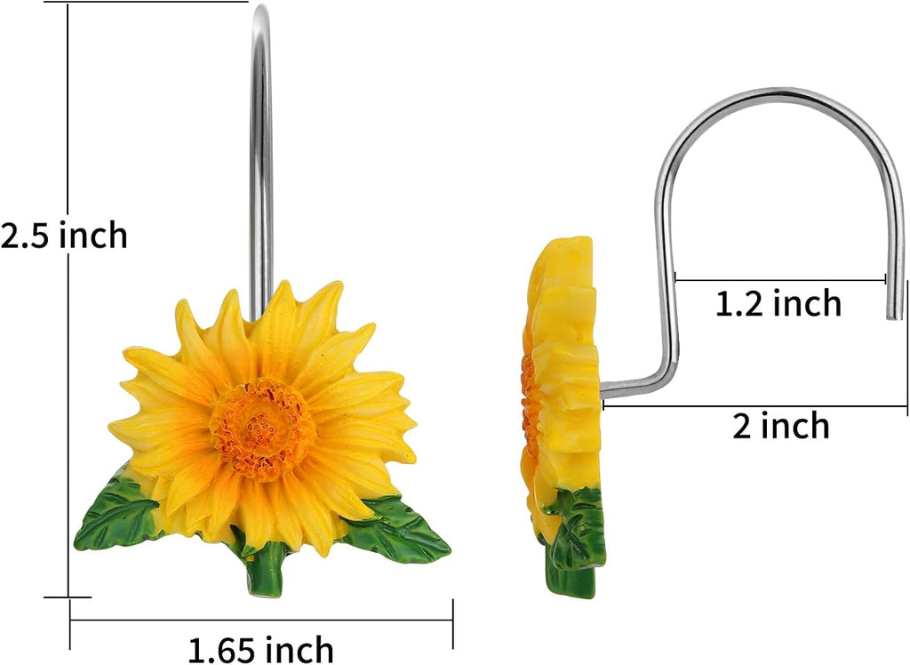 12 PCS Sunflower Decorative Shower Curtain Hooks Rings