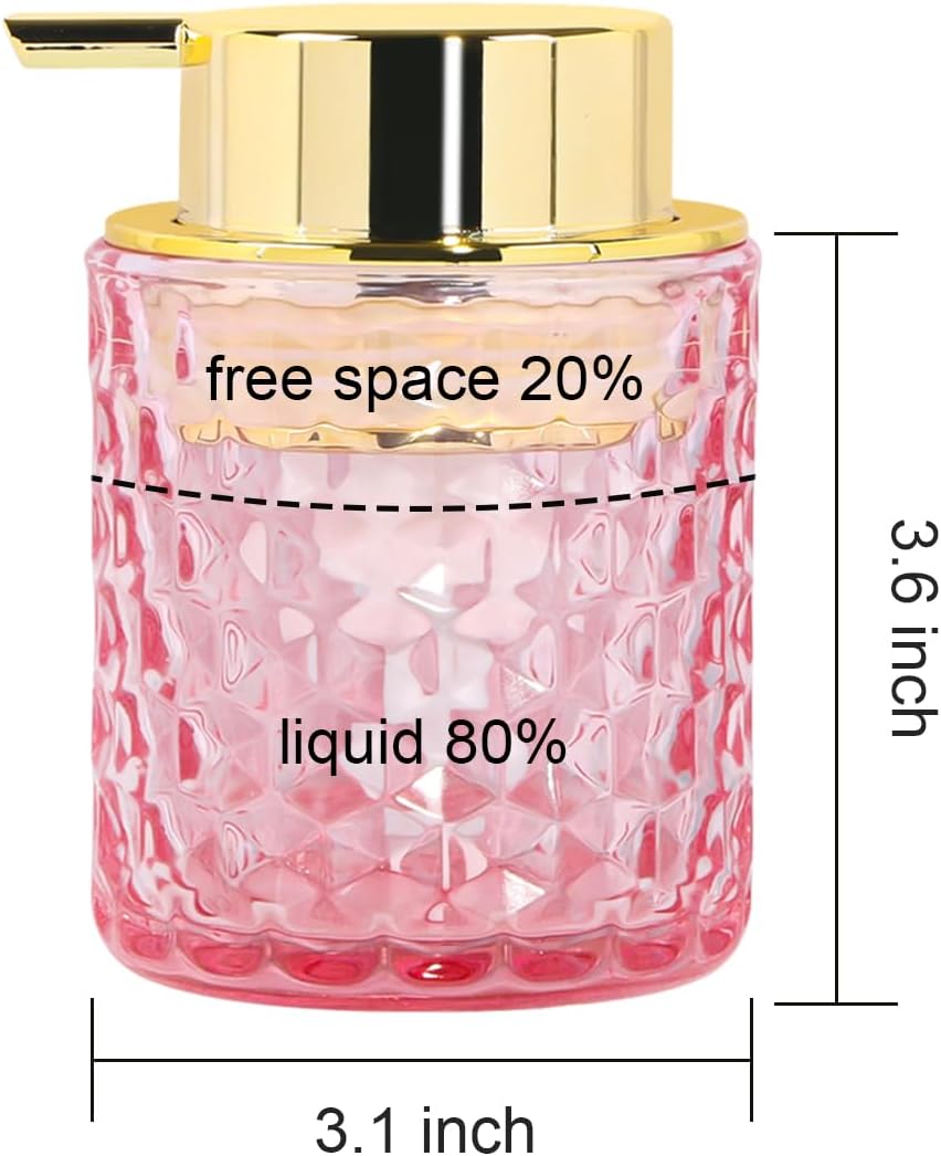 Foaming Soap Dispenser 10 Oz Pink Glass Hand Soap Dispenser