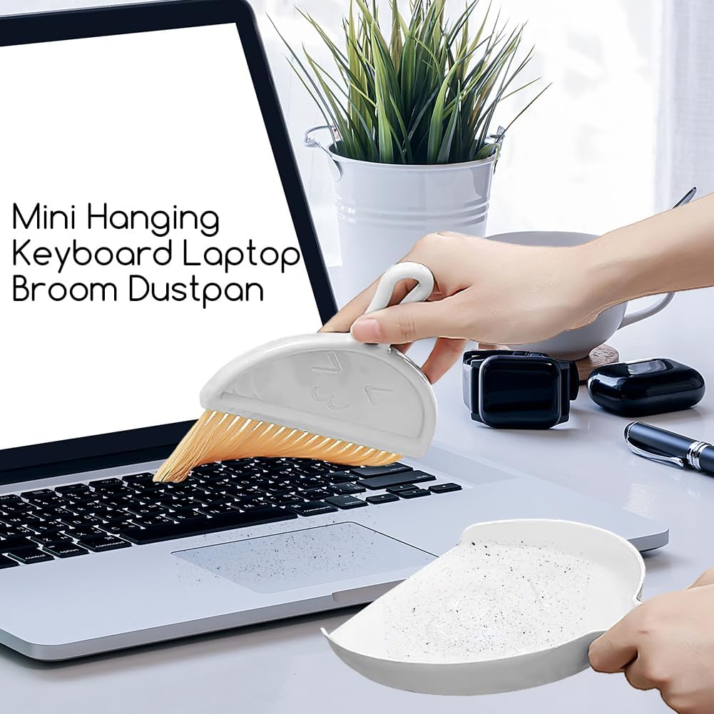 Mini Dust Pan with Broom Set, Small Dustpan and Brush Set, Hand Broom and Dust Pan for Desk, Housekeeping, Office, Kitchen, Pet Nest